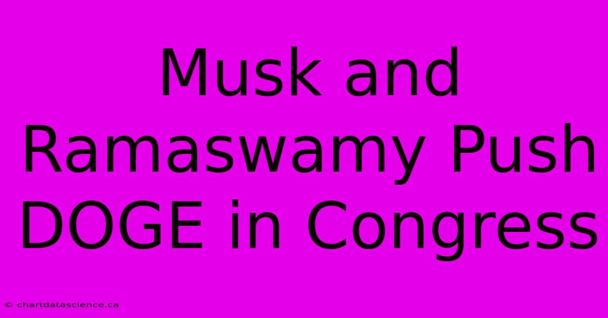 Musk And Ramaswamy Push DOGE In Congress