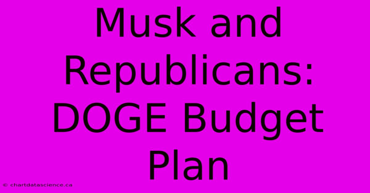 Musk And Republicans: DOGE Budget Plan