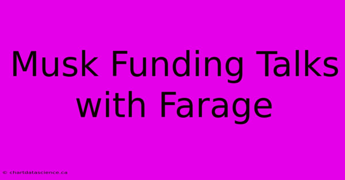 Musk Funding Talks With Farage