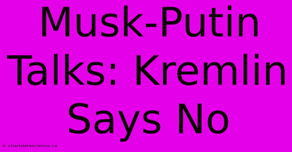 Musk-Putin Talks: Kremlin Says No