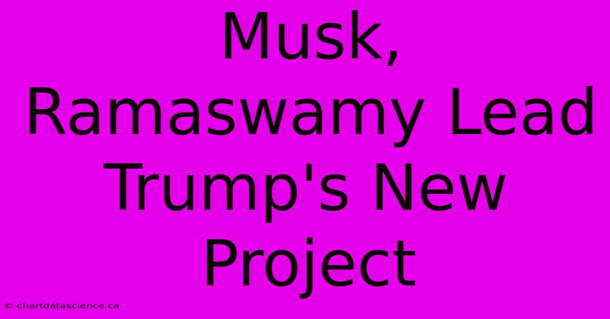 Musk, Ramaswamy Lead Trump's New Project