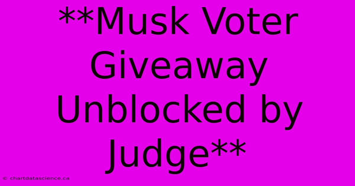 **Musk Voter Giveaway Unblocked By Judge**