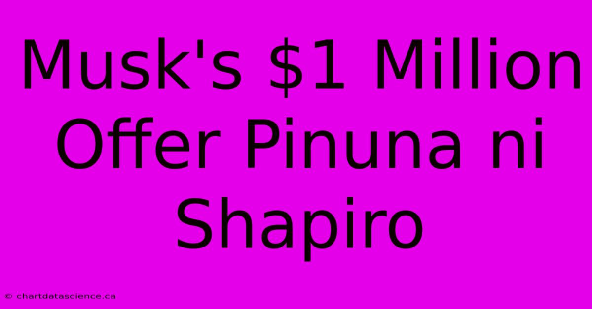 Musk's $1 Million Offer Pinuna Ni Shapiro