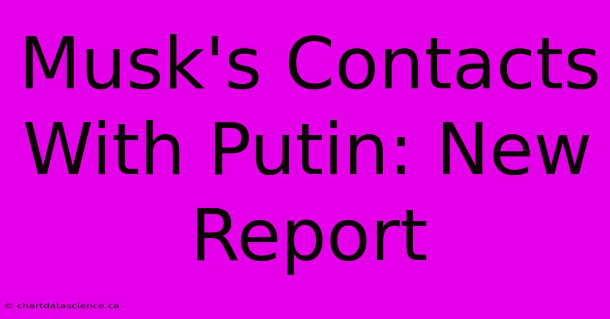 Musk's Contacts With Putin: New Report 