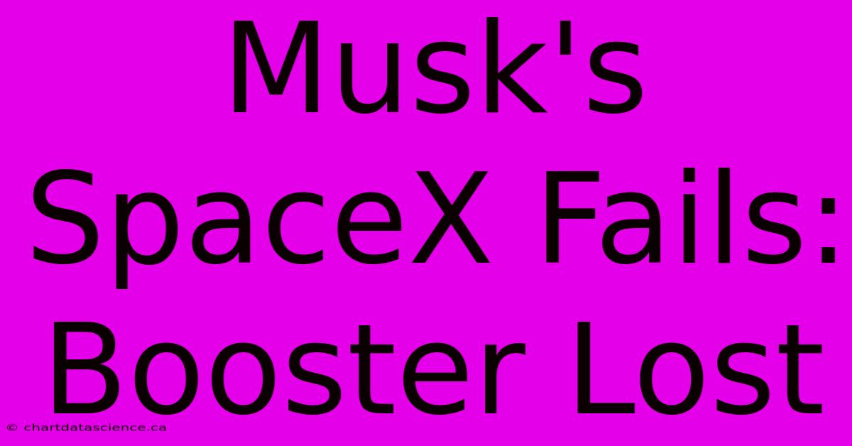 Musk's SpaceX Fails: Booster Lost