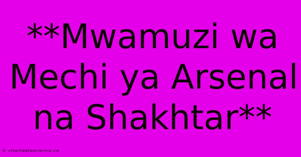 **Mwamuzi Wa Mechi Ya Arsenal Na Shakhtar**