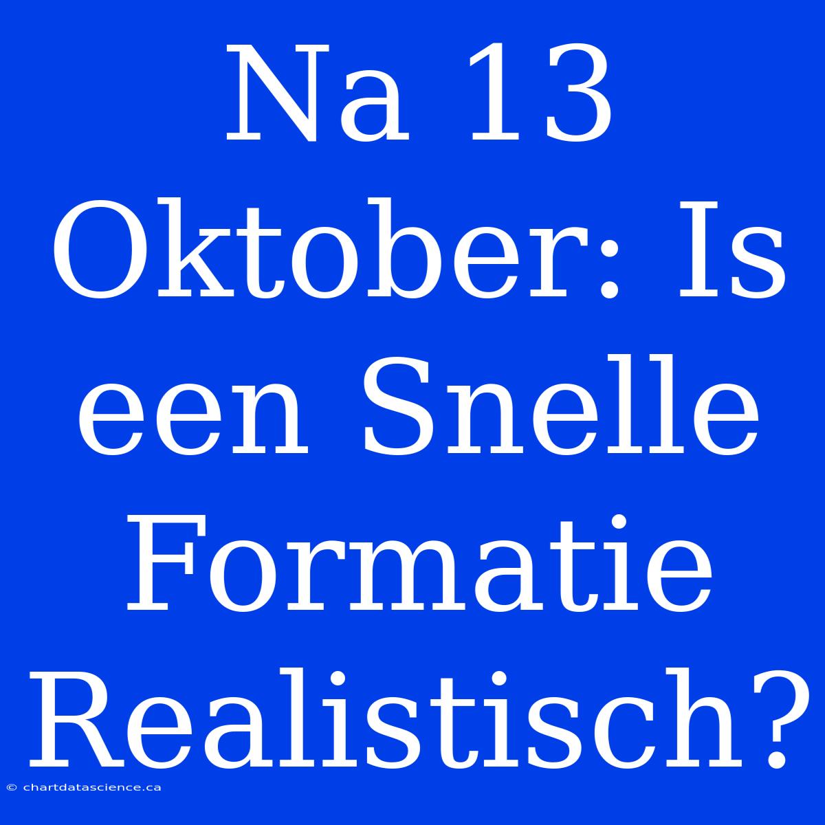 Na 13 Oktober: Is Een Snelle Formatie Realistisch?