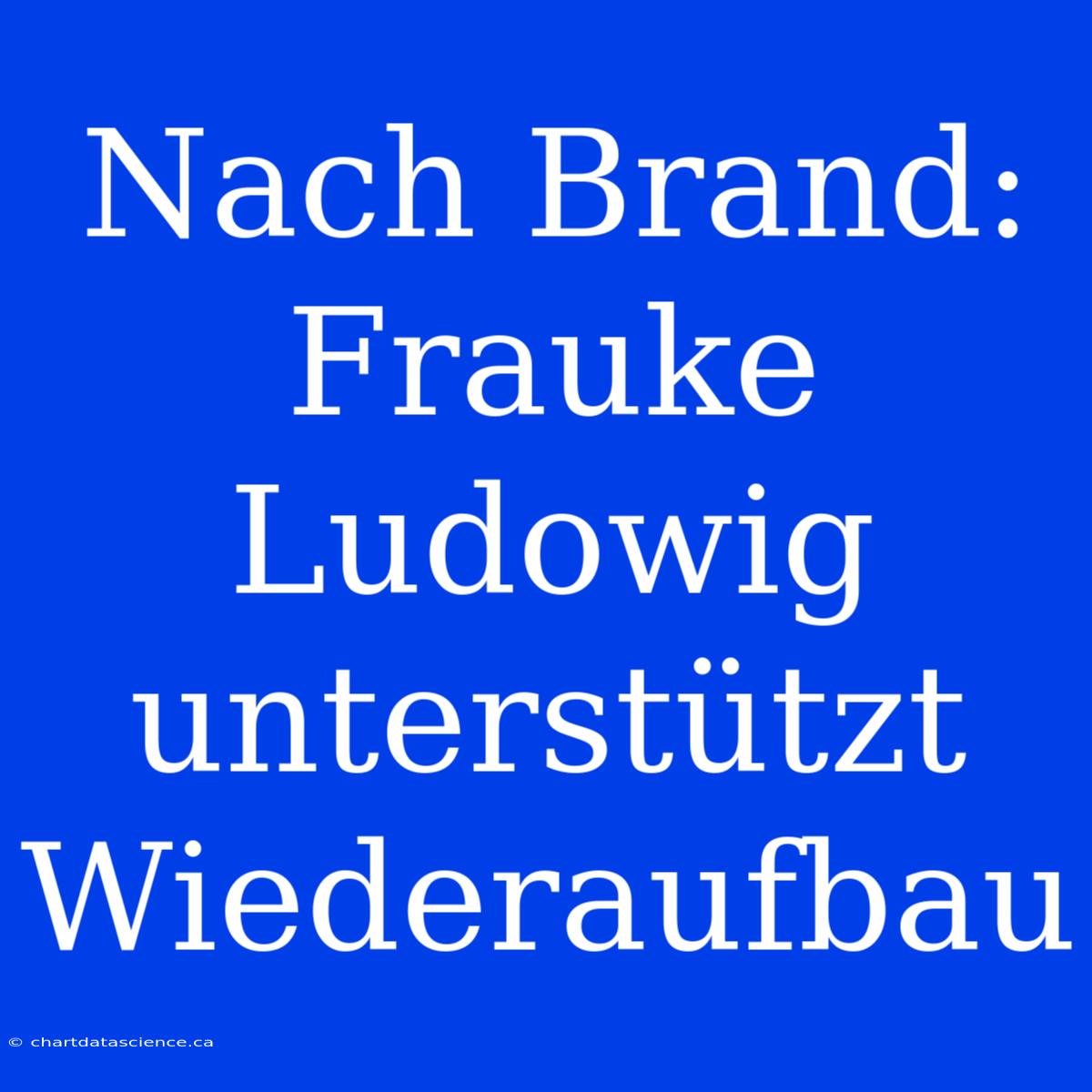 Nach Brand: Frauke Ludowig Unterstützt Wiederaufbau