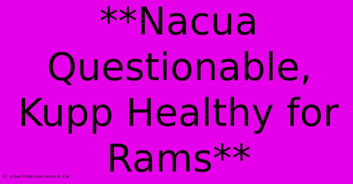 **Nacua Questionable, Kupp Healthy For Rams** 