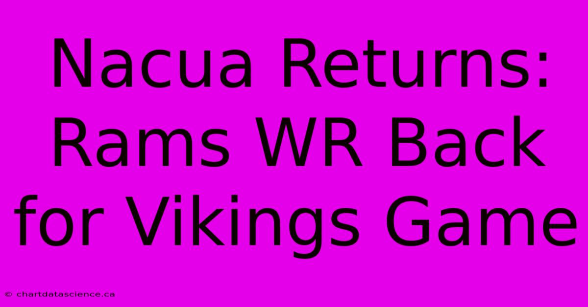 Nacua Returns: Rams WR Back For Vikings Game