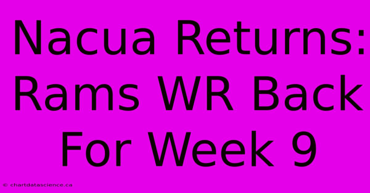 Nacua Returns: Rams WR Back For Week 9 