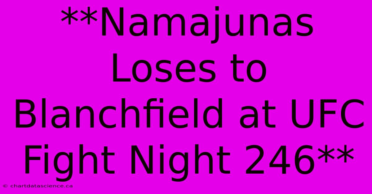 **Namajunas Loses To Blanchfield At UFC Fight Night 246** 