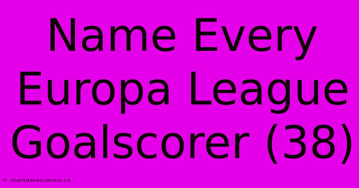 Name Every Europa League Goalscorer (38)