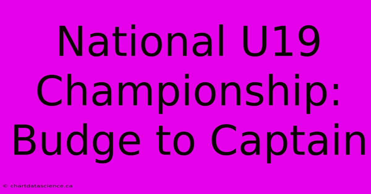 National U19 Championship: Budge To Captain