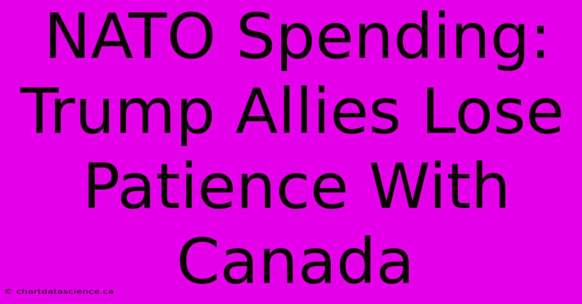 NATO Spending: Trump Allies Lose Patience With Canada