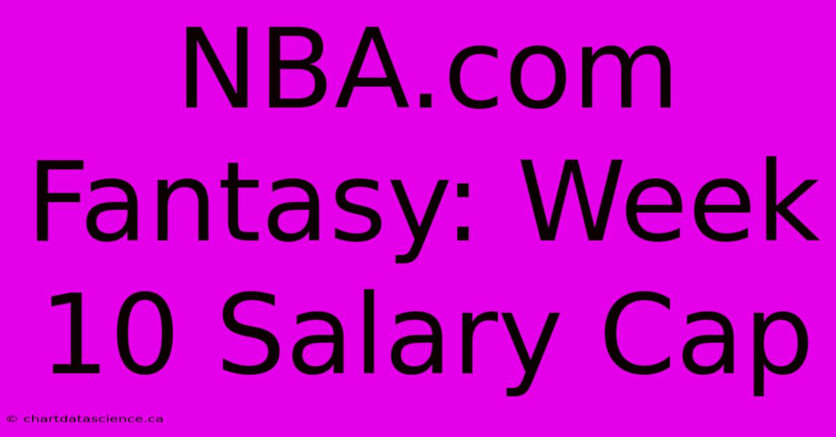 NBA.com Fantasy: Week 10 Salary Cap