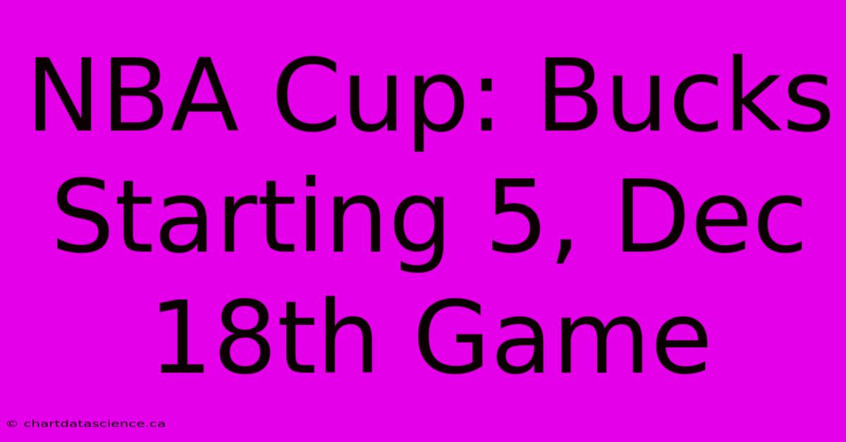 NBA Cup: Bucks Starting 5, Dec 18th Game