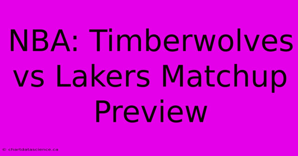 NBA: Timberwolves Vs Lakers Matchup Preview