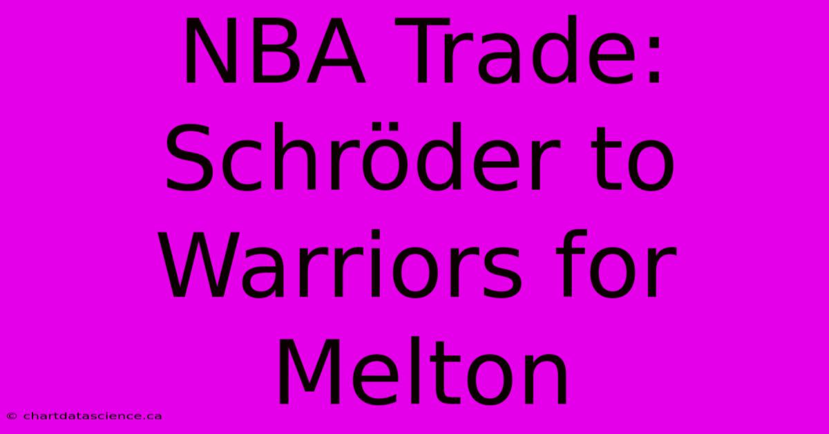 NBA Trade: Schröder To Warriors For Melton