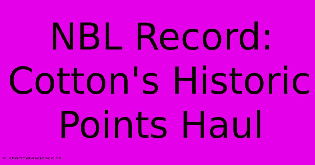 NBL Record: Cotton's Historic Points Haul