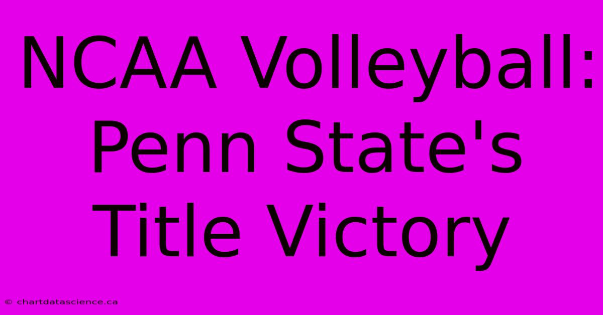 NCAA Volleyball: Penn State's Title Victory