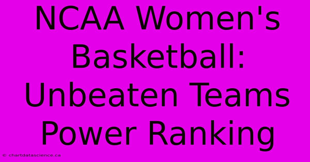 NCAA Women's Basketball:  Unbeaten Teams Power Ranking