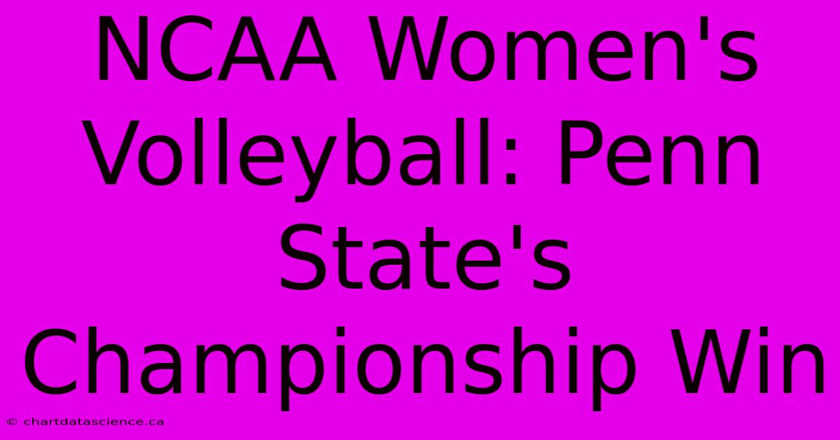 NCAA Women's Volleyball: Penn State's Championship Win