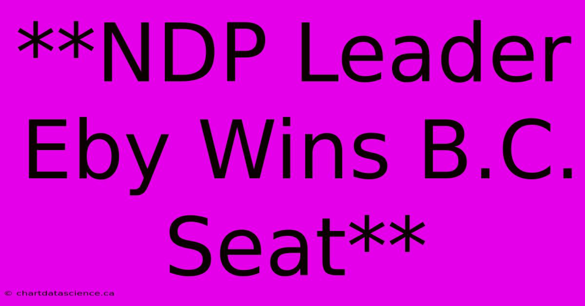 **NDP Leader Eby Wins B.C. Seat**