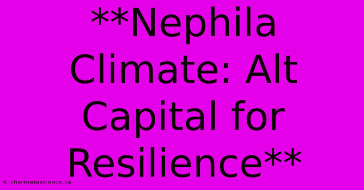 **Nephila Climate: Alt Capital For Resilience** 