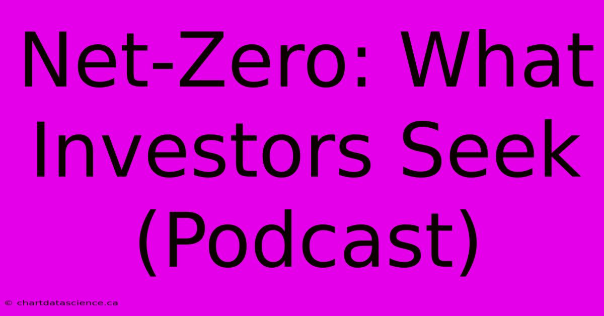 Net-Zero: What Investors Seek (Podcast)