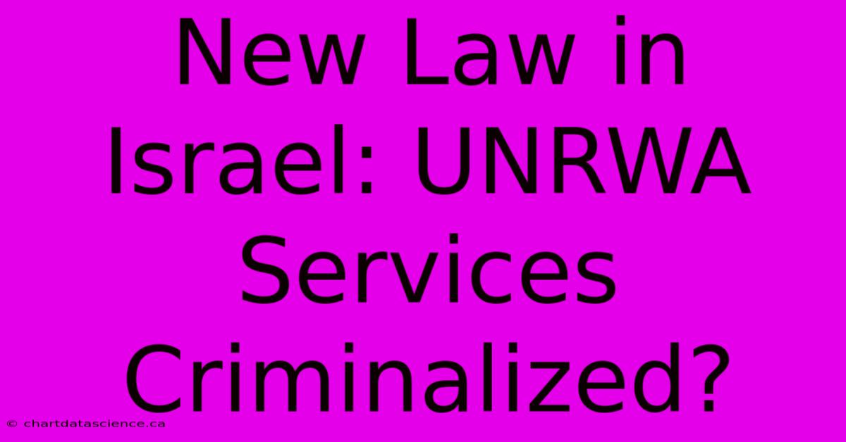 New Law In Israel: UNRWA Services Criminalized?