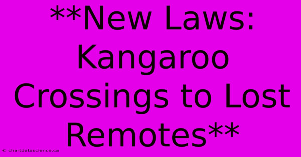 **New Laws: Kangaroo Crossings To Lost Remotes** 