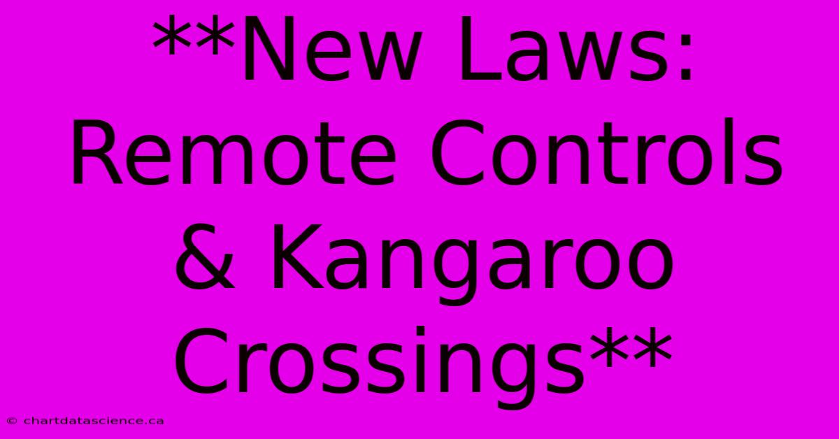 **New Laws: Remote Controls & Kangaroo Crossings**