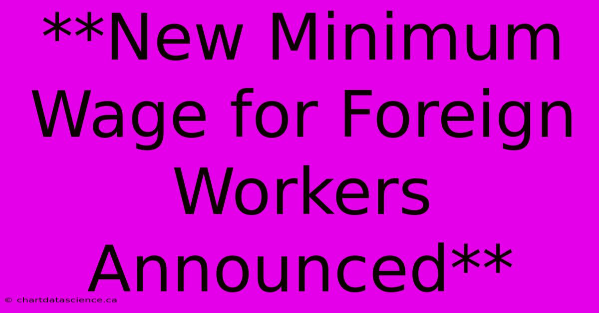 **New Minimum Wage For Foreign Workers Announced** 