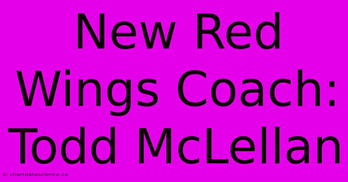 New Red Wings Coach: Todd McLellan