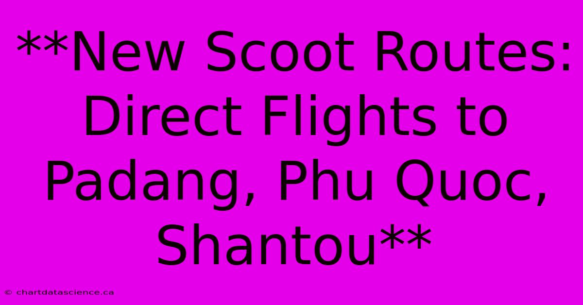 **New Scoot Routes: Direct Flights To Padang, Phu Quoc, Shantou**