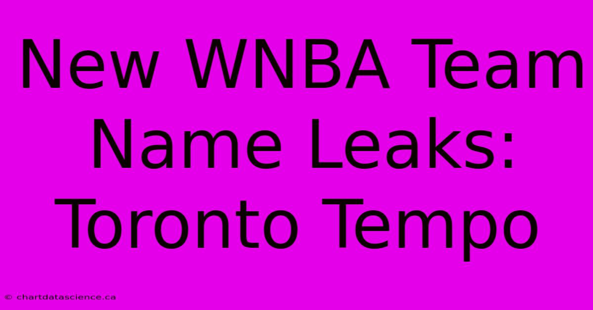 New WNBA Team Name Leaks: Toronto Tempo