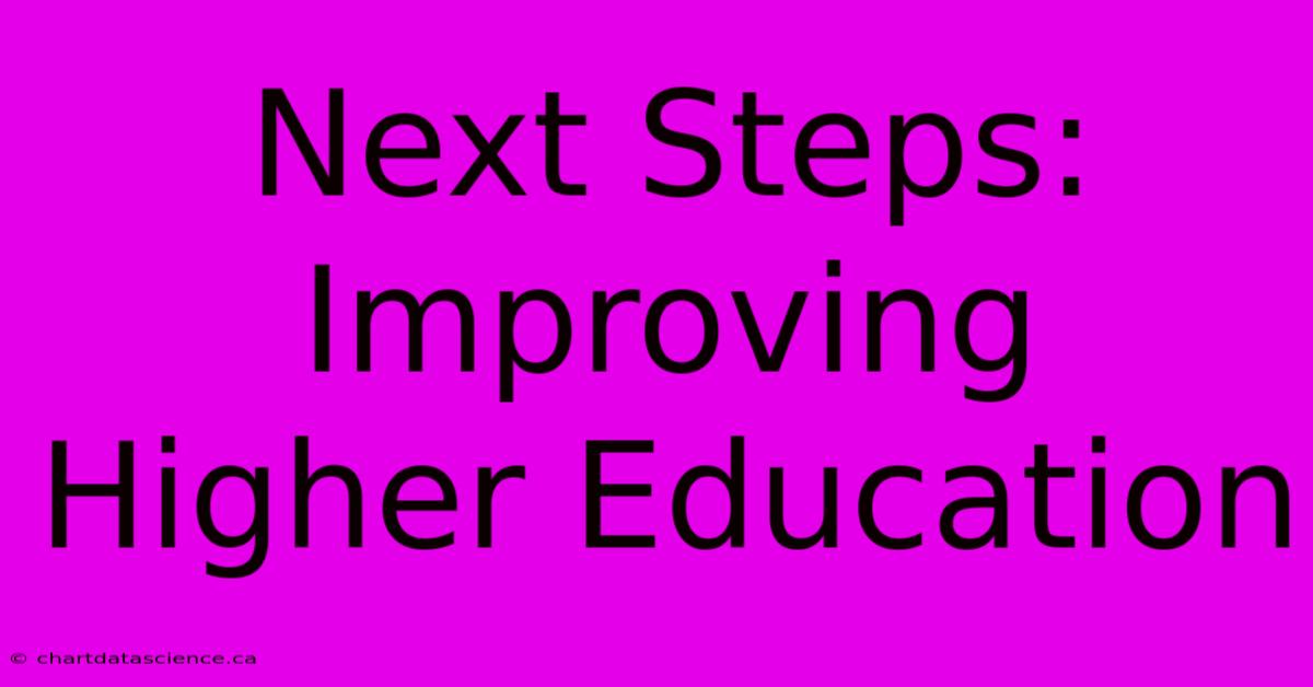 Next Steps: Improving Higher Education