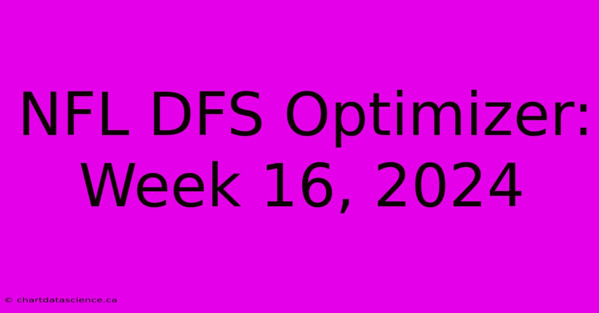 NFL DFS Optimizer: Week 16, 2024