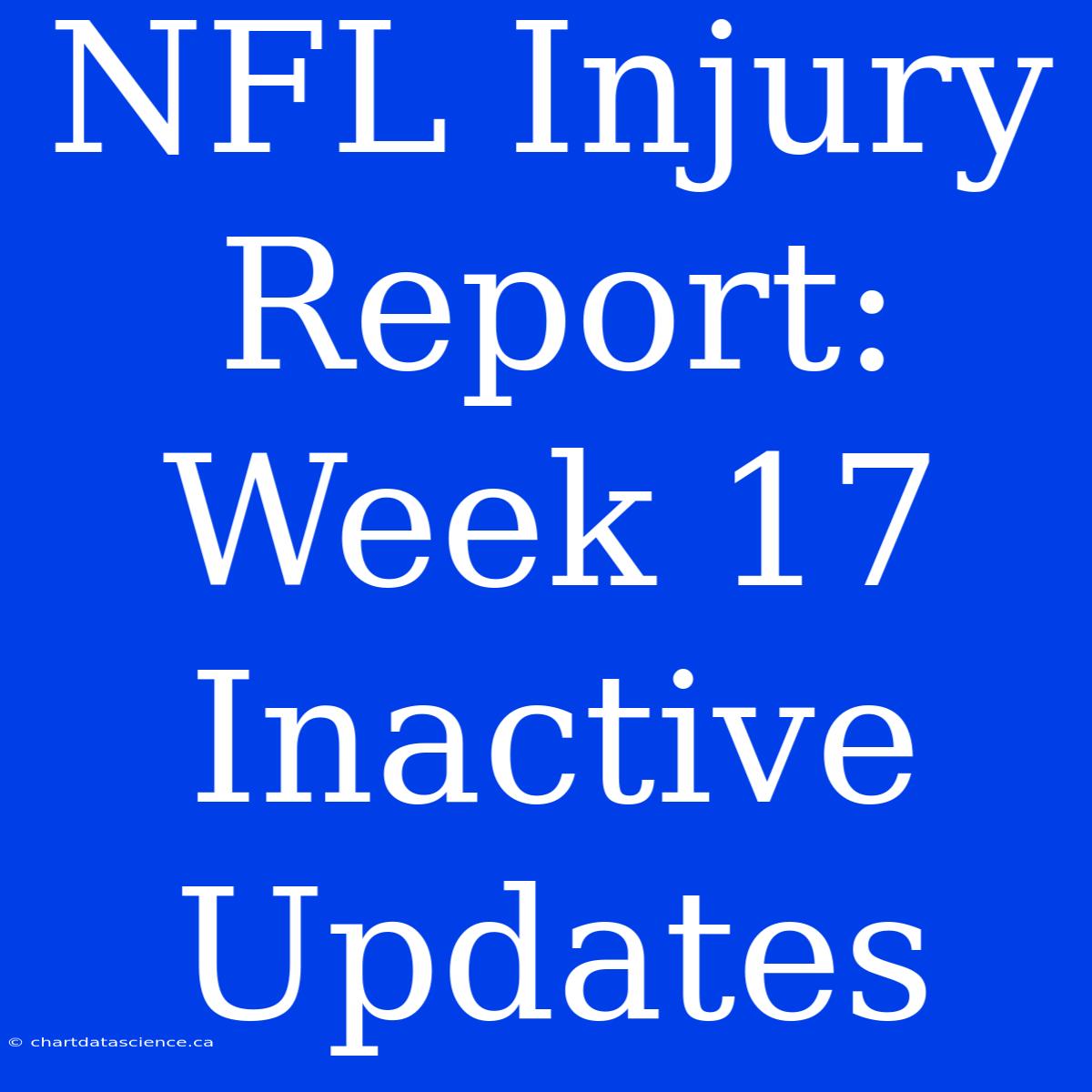 NFL Injury Report: Week 17 Inactive Updates