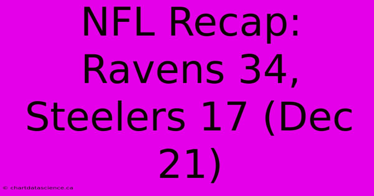 NFL Recap: Ravens 34, Steelers 17 (Dec 21)