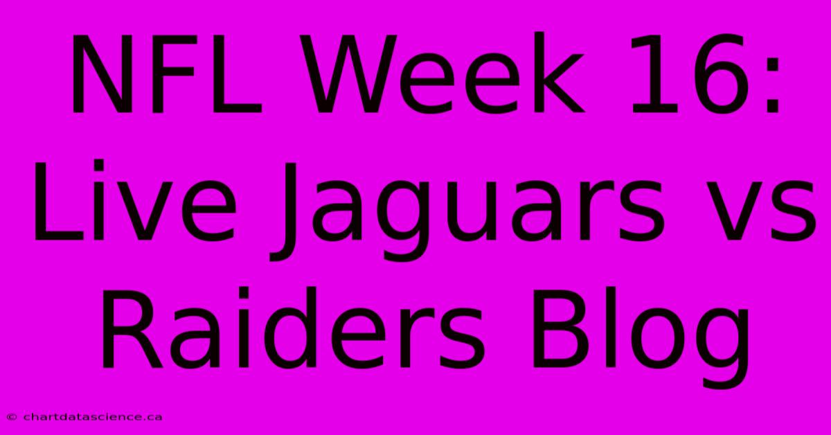 NFL Week 16: Live Jaguars Vs Raiders Blog