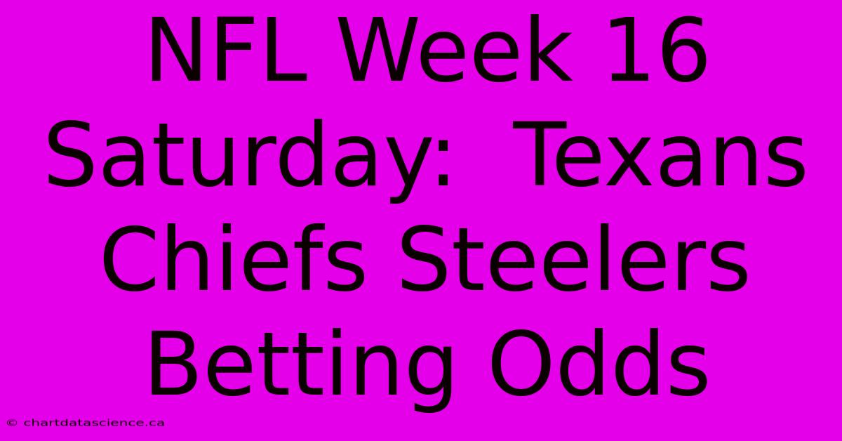 NFL Week 16 Saturday:  Texans Chiefs Steelers Betting Odds