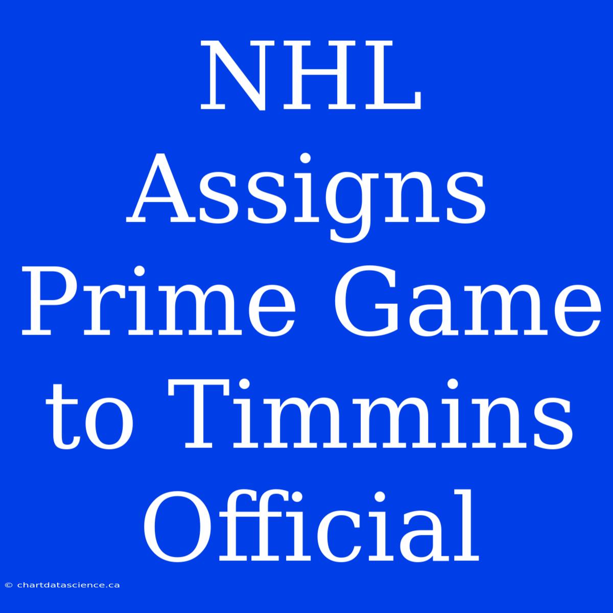 NHL Assigns Prime Game To Timmins Official