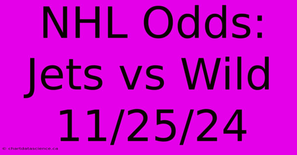 NHL Odds: Jets Vs Wild 11/25/24