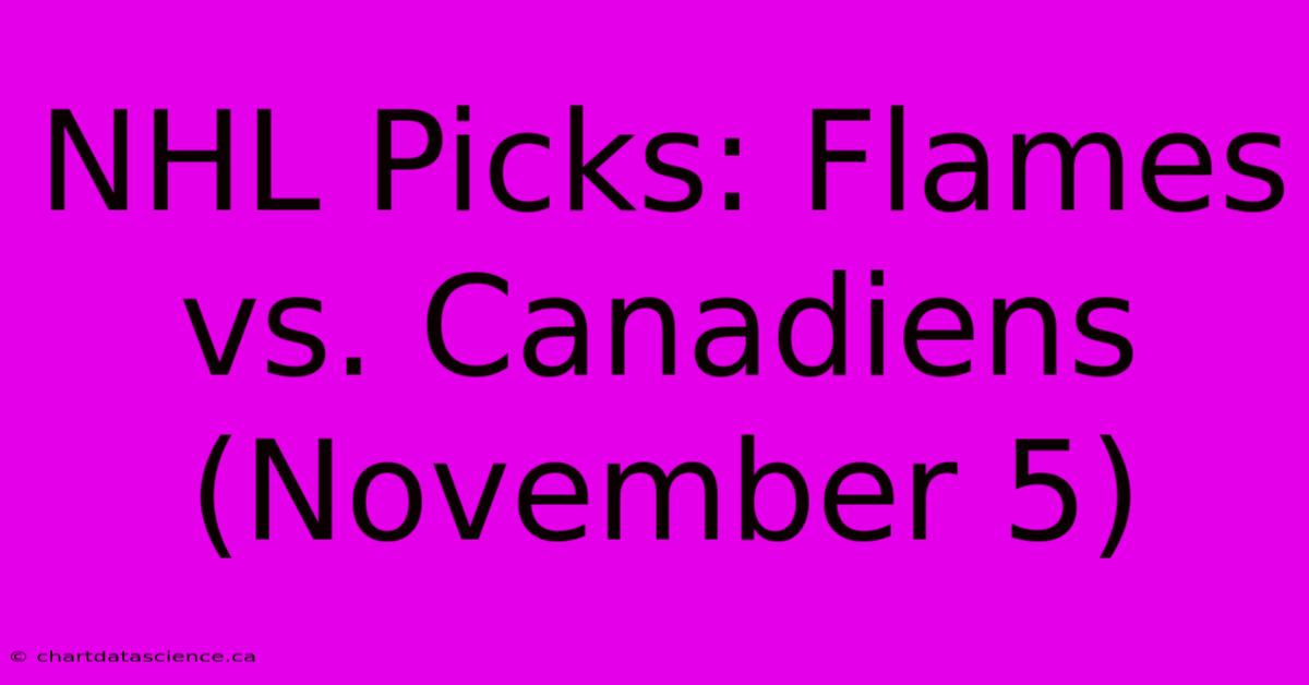 NHL Picks: Flames Vs. Canadiens (November 5)