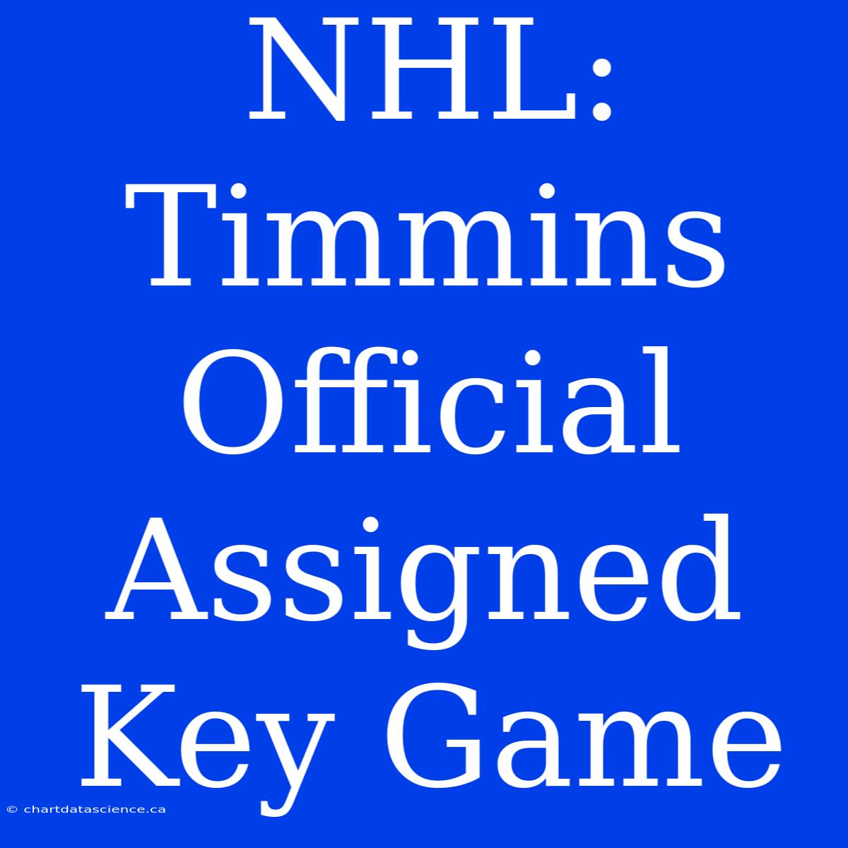 NHL: Timmins Official Assigned Key Game