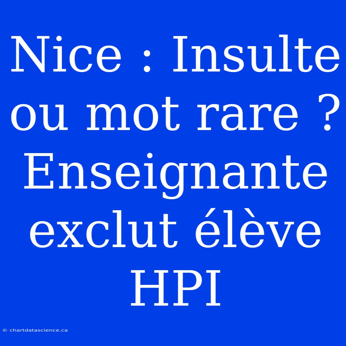 Nice : Insulte Ou Mot Rare ? Enseignante Exclut Élève HPI