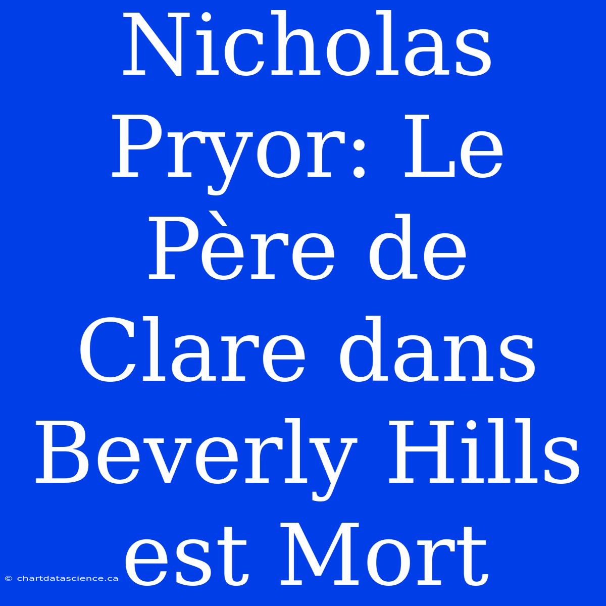 Nicholas Pryor: Le Père De Clare Dans Beverly Hills Est Mort