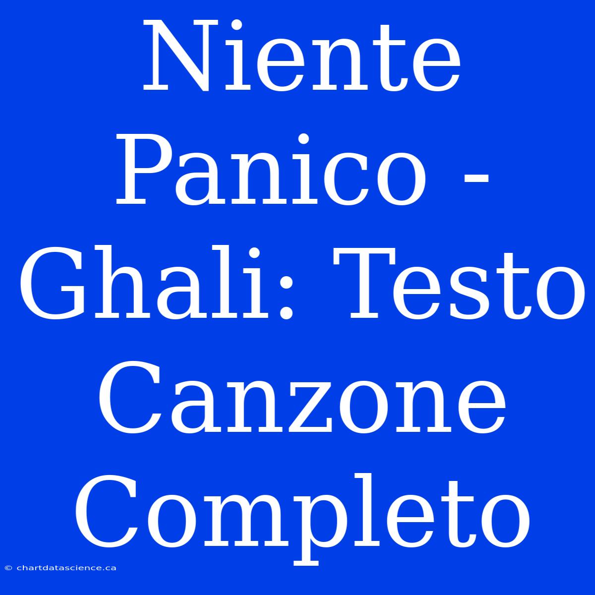 Niente Panico - Ghali: Testo Canzone Completo